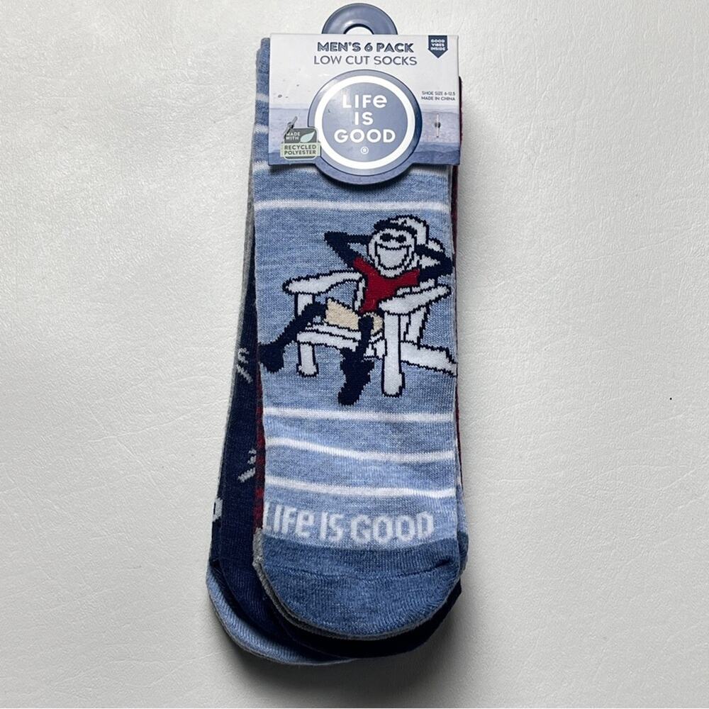 LIFE IS GOOD Men's Lightweight Low Cut Multi 6 Pack Sock Set